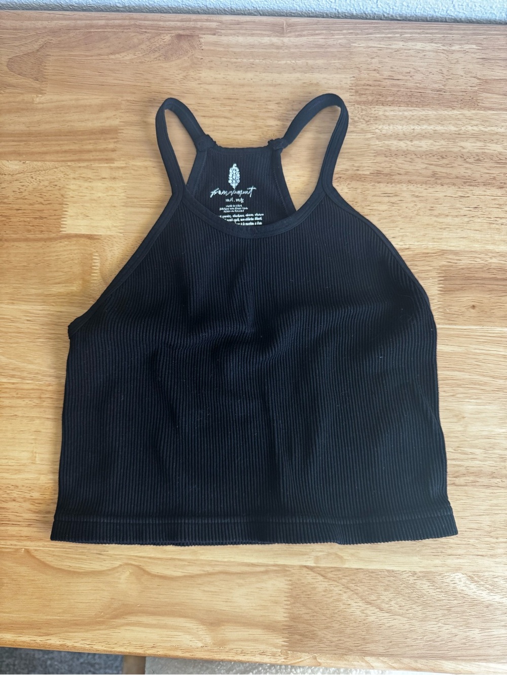 Free People Black Ribbed High-Neck Bandeau Tank